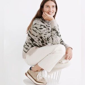 NWT, Madewell Thornton Mockneck Pullover Sweater in Heather Barley